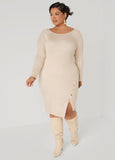 Button Embellished Sweater Dress