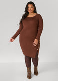 Button Embellished Sweater Dress