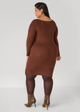 Button Embellished Sweater Dress