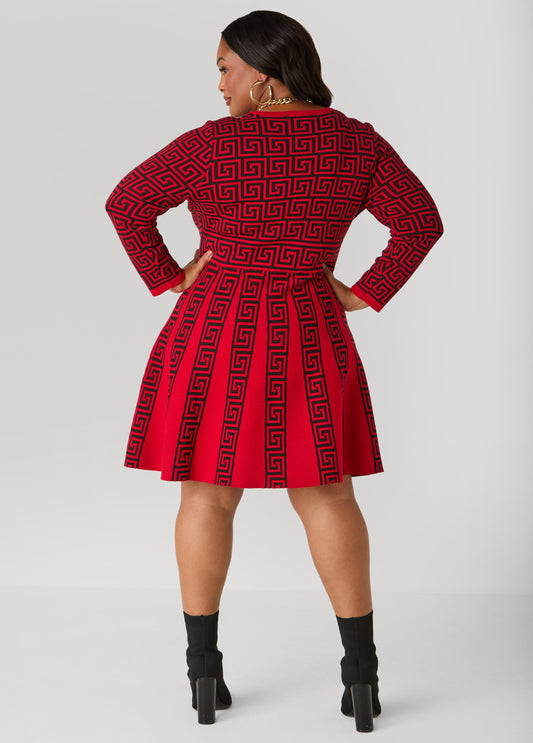 A Line Greek Key Dress