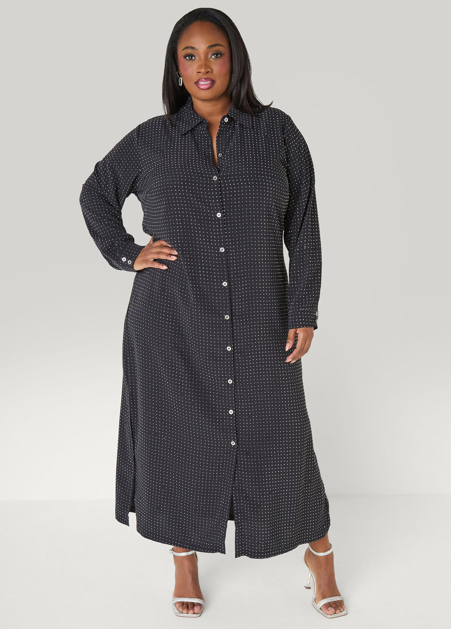 Studded Maxi Shirtdress