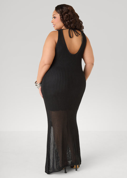 Rosette Crochet Maxi Dress