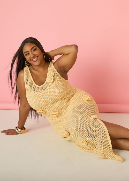 Rosette Crochet Maxi Dress