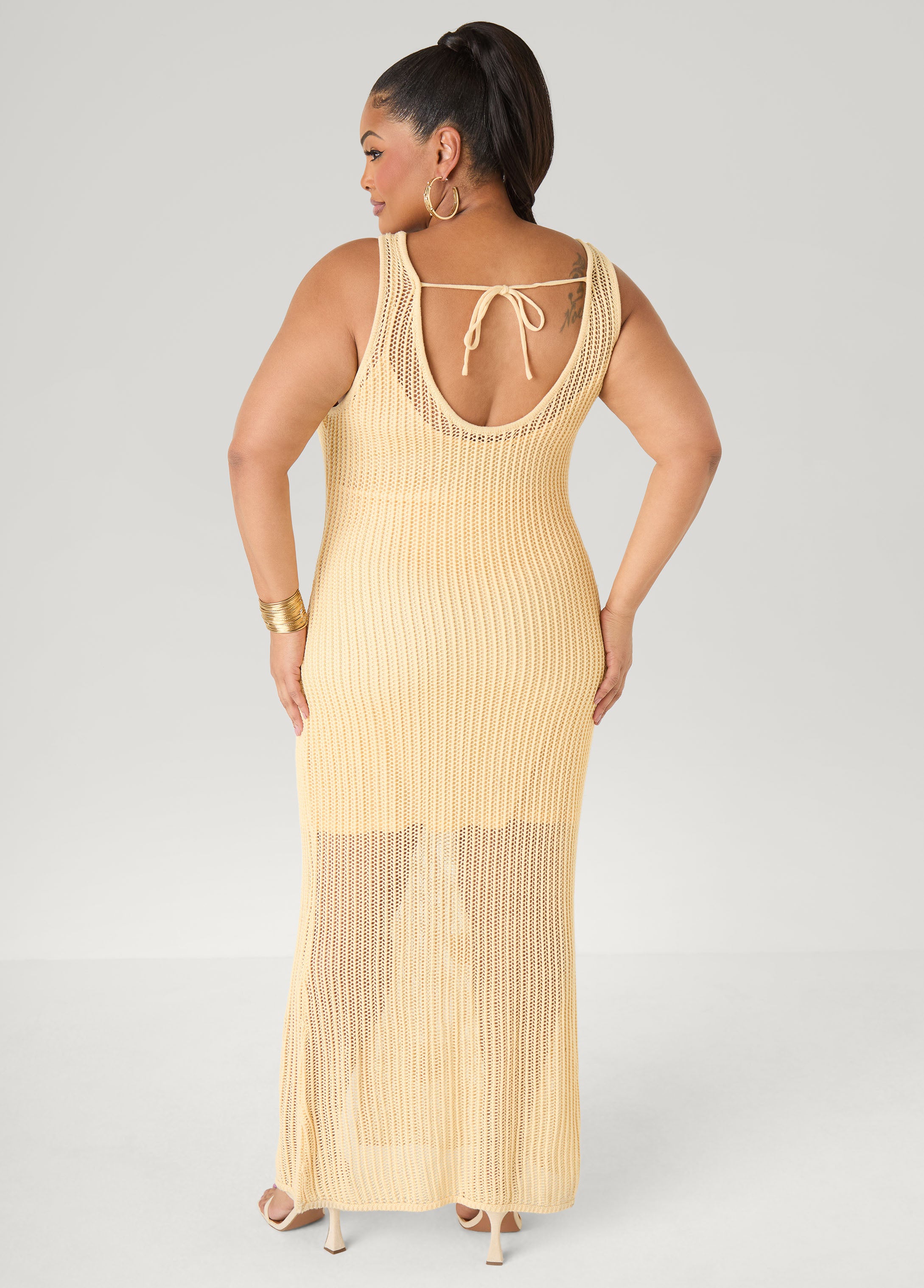 Plus Size Rosette Crochet Maxi Dress, Black, 18/20 - Ashley Stewart Plus Size Rosette Crochet Maxi Dress, Black, 18/20 - Ashley Stewart