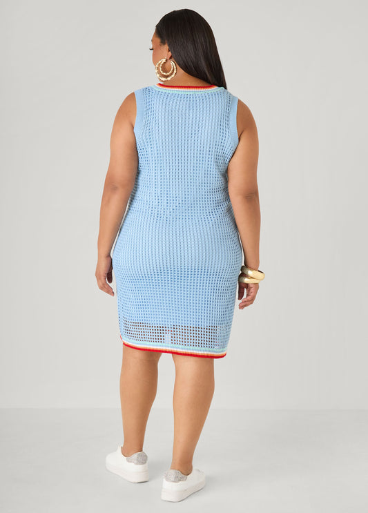 Jacquard Paneled Open Knit Dress