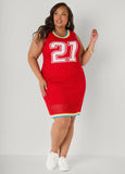 Jacquard Paneled Open Knit Dress