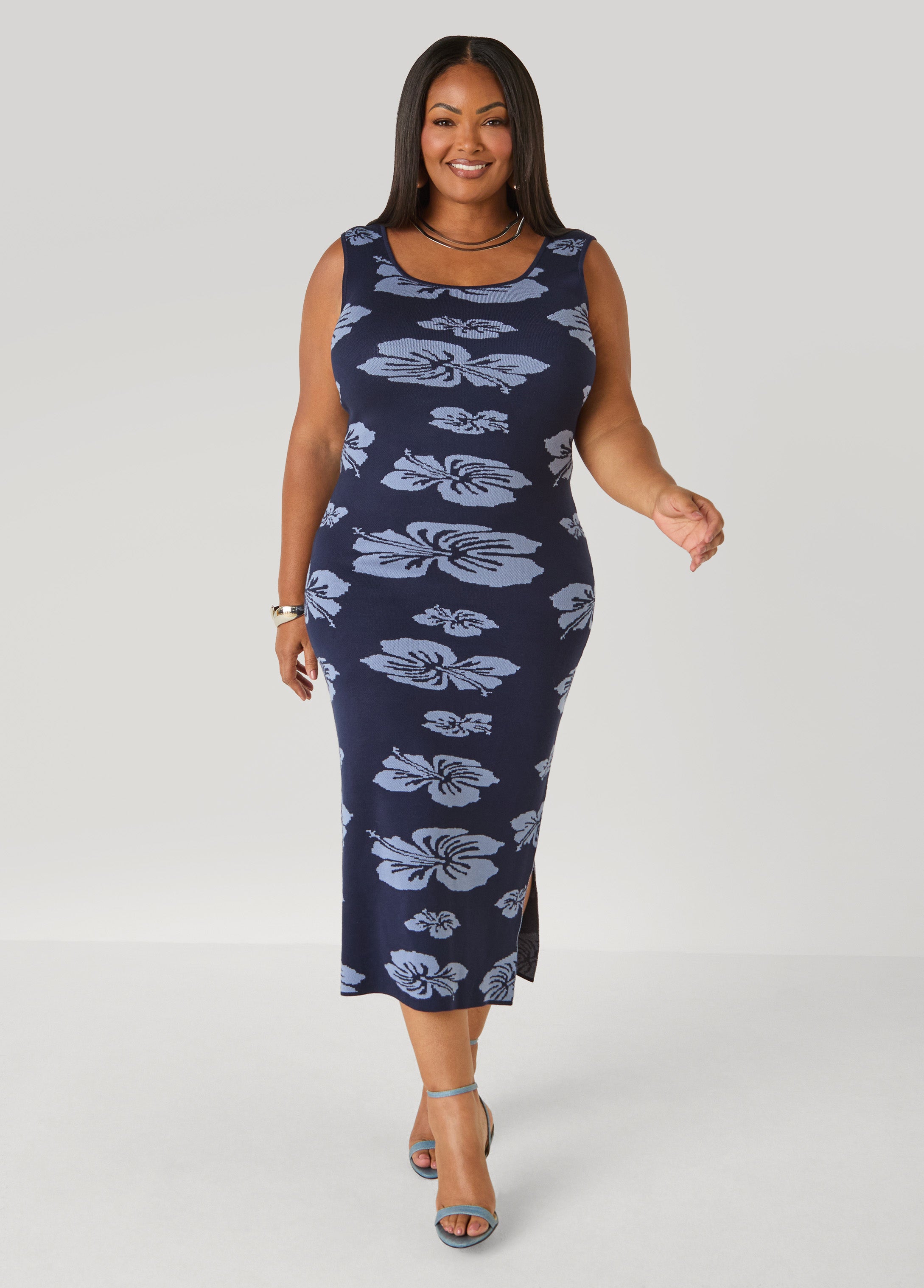 Floral Jacquard Sweater Dress