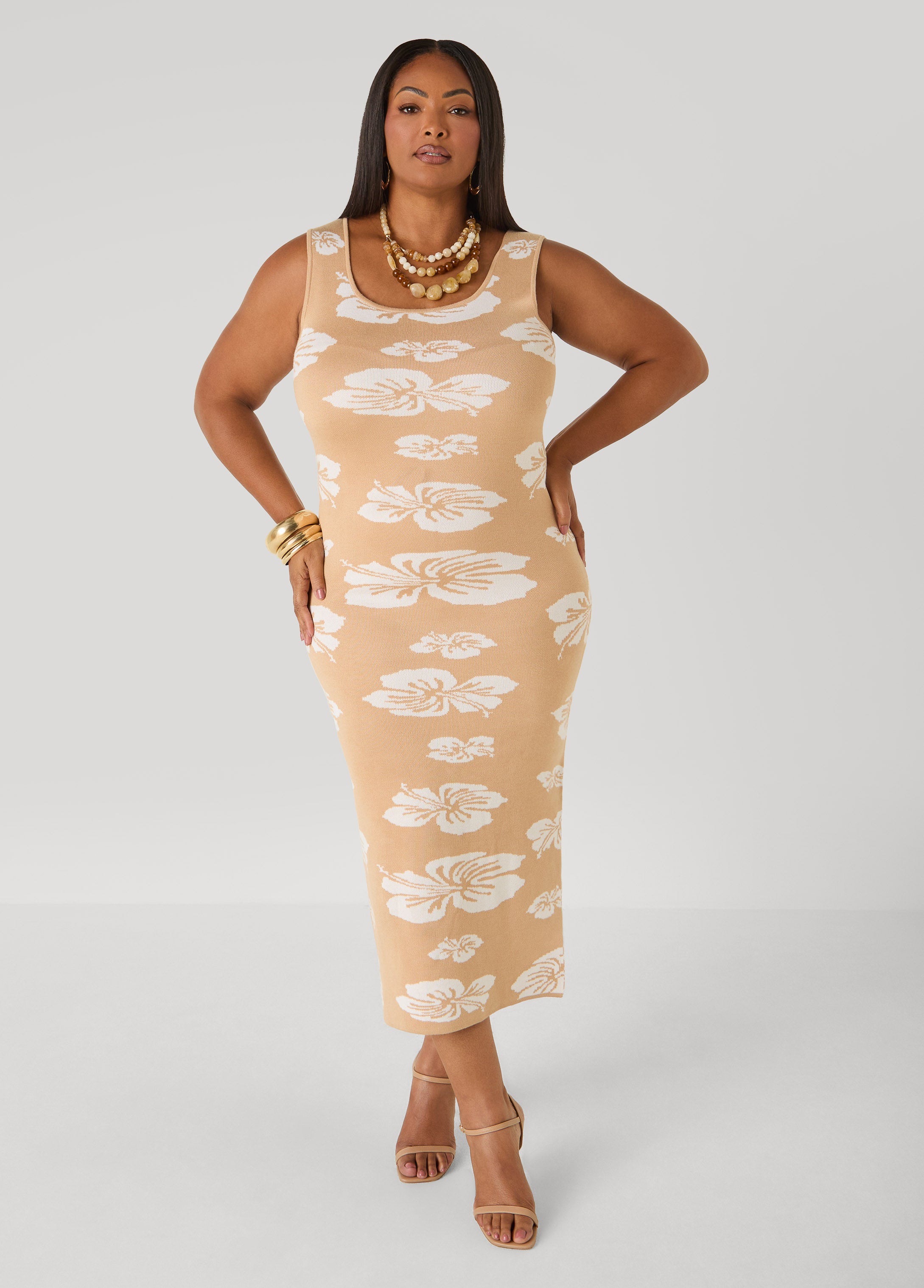 Floral Jacquard Sweater Dress