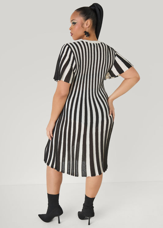 Striped A Line Sweater Dress