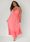 Smocked Tie Front Maxi Dress