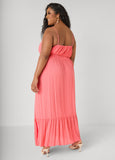 Smocked Tie Front Maxi Dress