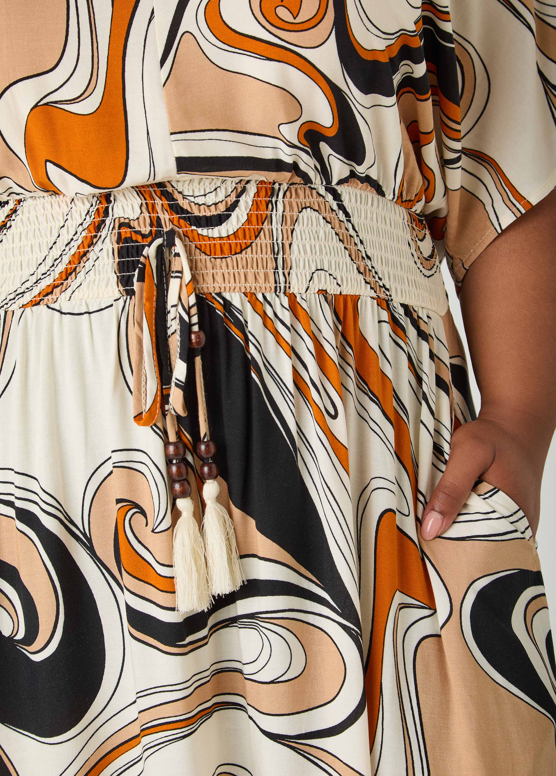 Tie Back Scroll Print Maxi Dress