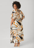 Tie Back Scroll Print Maxi Dress