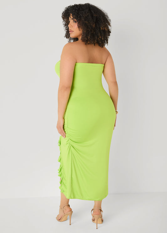Strapless Drawstring Maxi Dress
