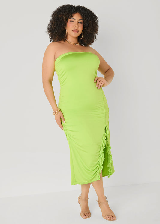 Strapless Drawstring Maxi Dress