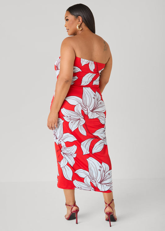 Strapless Floral Maxi Dress