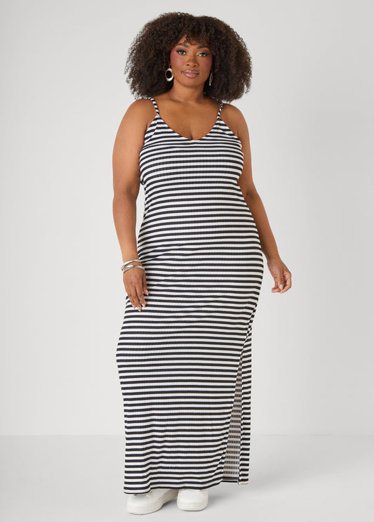 Striped Ribbed Maxi Dress