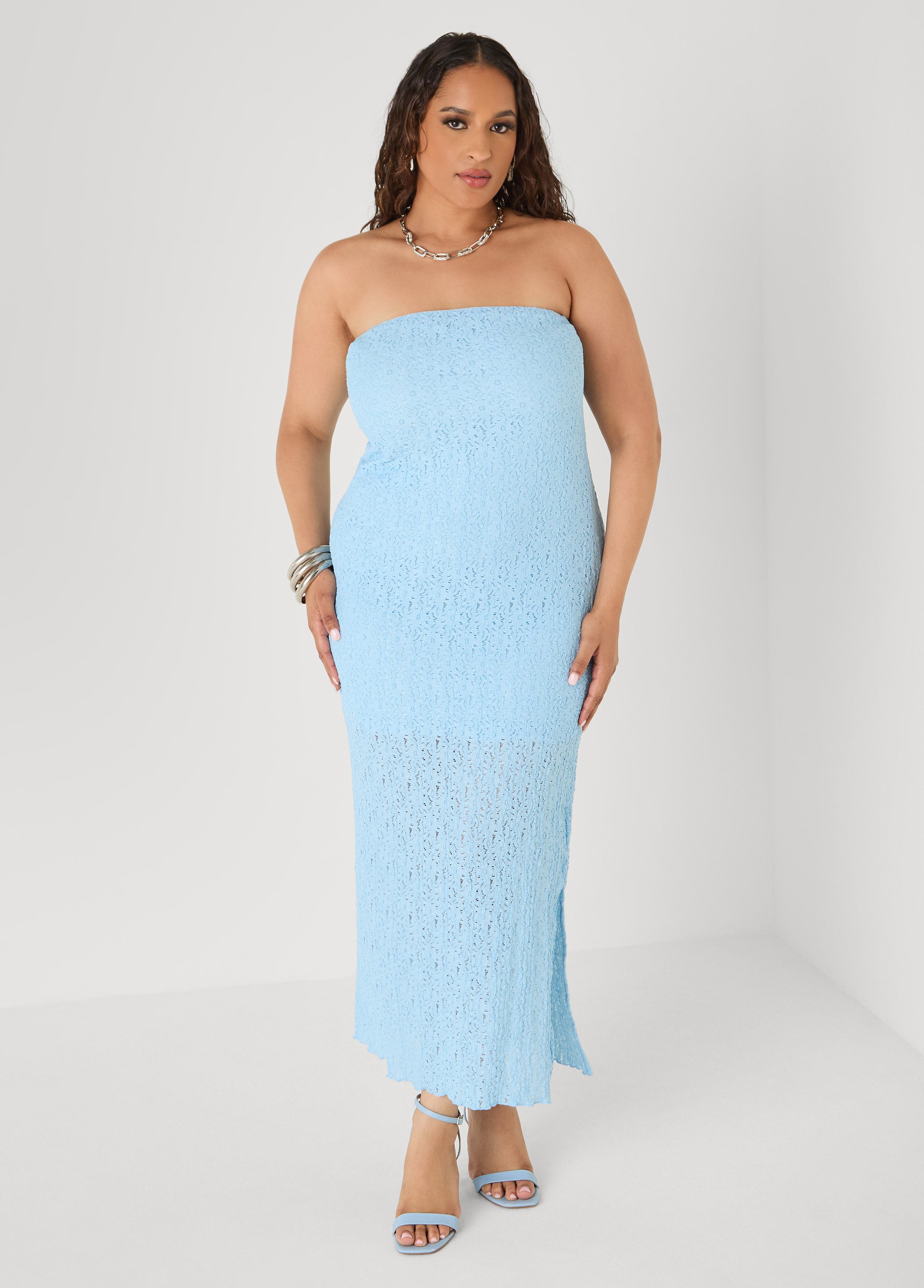 Strapless Textured Maxi Dress