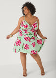 Tie Front Floral Print Dress