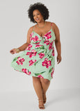 Tie Front Floral Print Dress