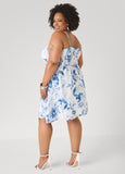 Tie Front Floral Print Dress