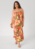 Ruched Floral Print Maxi Dress