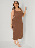Textured Square Neck Midaxi Dress