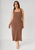 Textured Square Neck Midaxi Dress