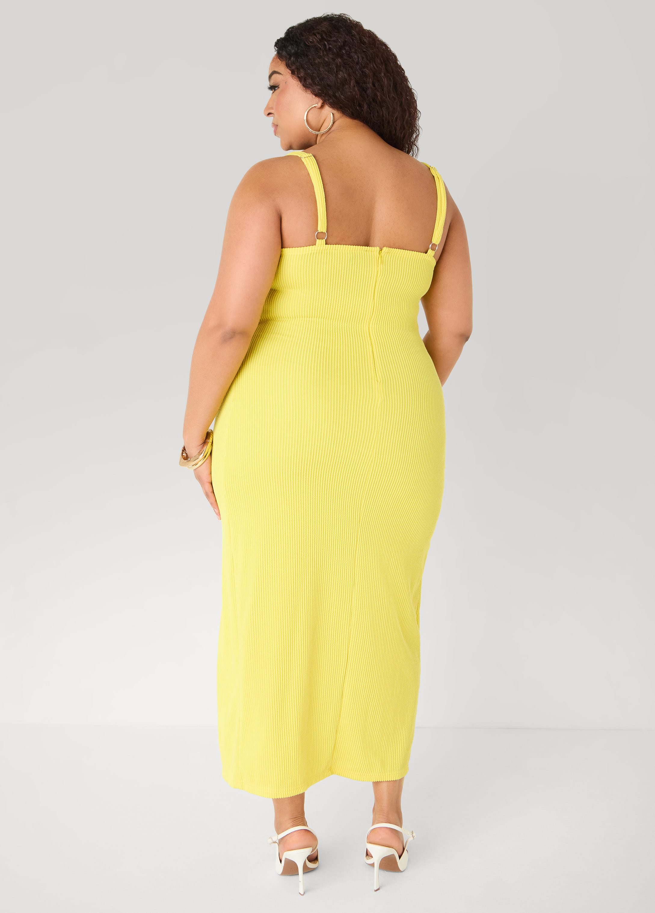 yellow ribbed bodycon dress Golden Yellow Dress - Ribbed Midi Dress - Sexy Bodycon Dress