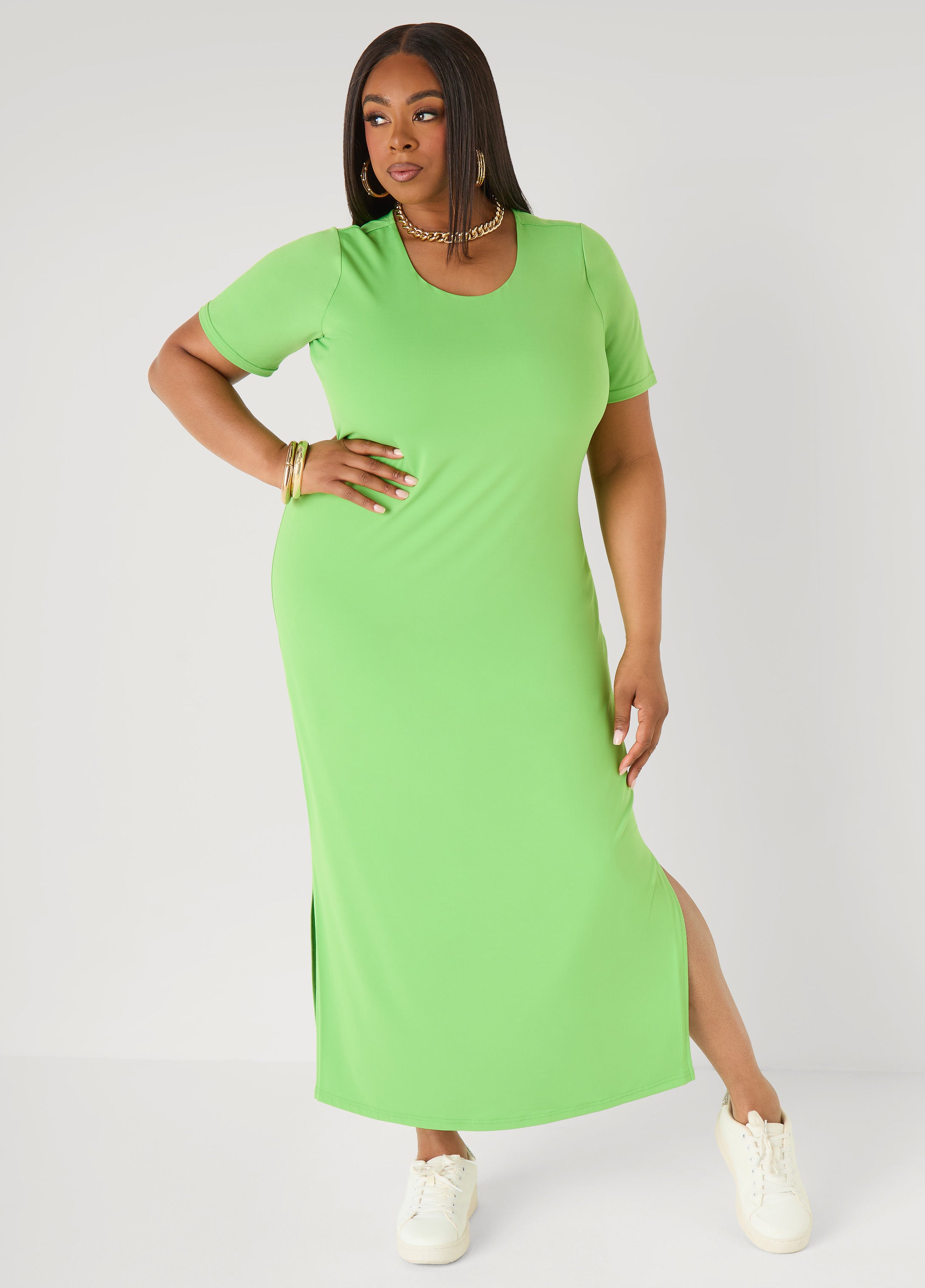 Plus Size Knit Maxi Dress Casual Tee Everyday T Shirt Dress