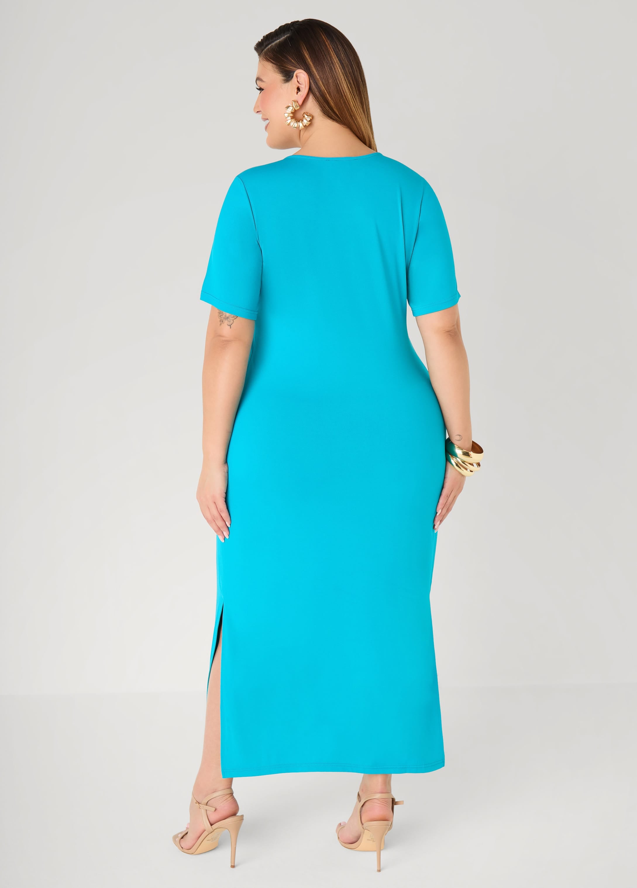 Stretch Knit Maxi T Shirt Dress