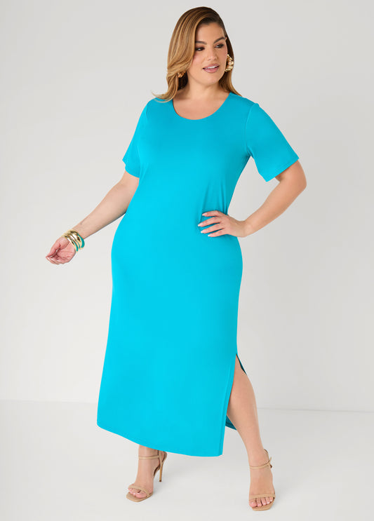 Plus Size Knit Maxi Dress Casual T Shirt Everyday Tee Dress