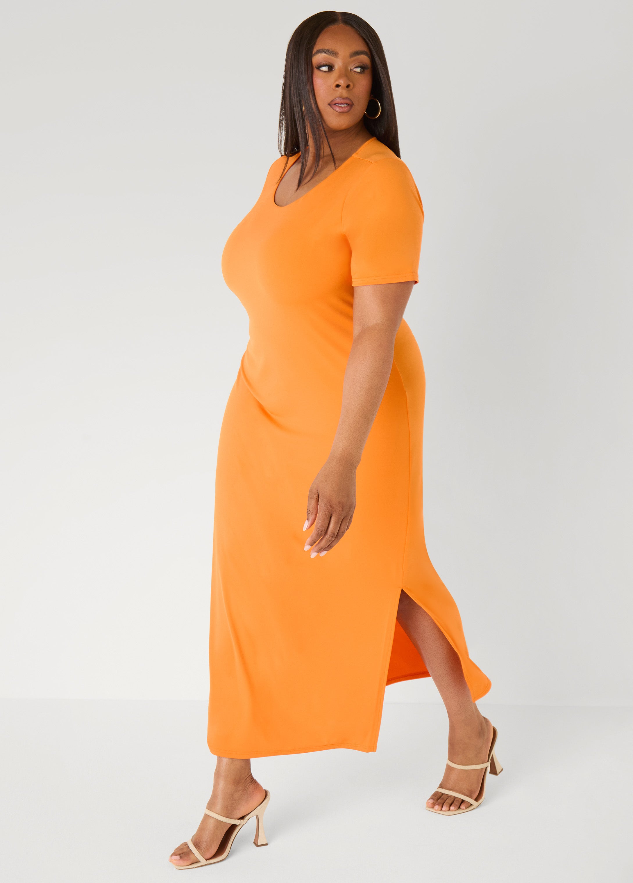 Plus Size Knit Maxi Dress Casual T Shirt Everyday Tee Dress
