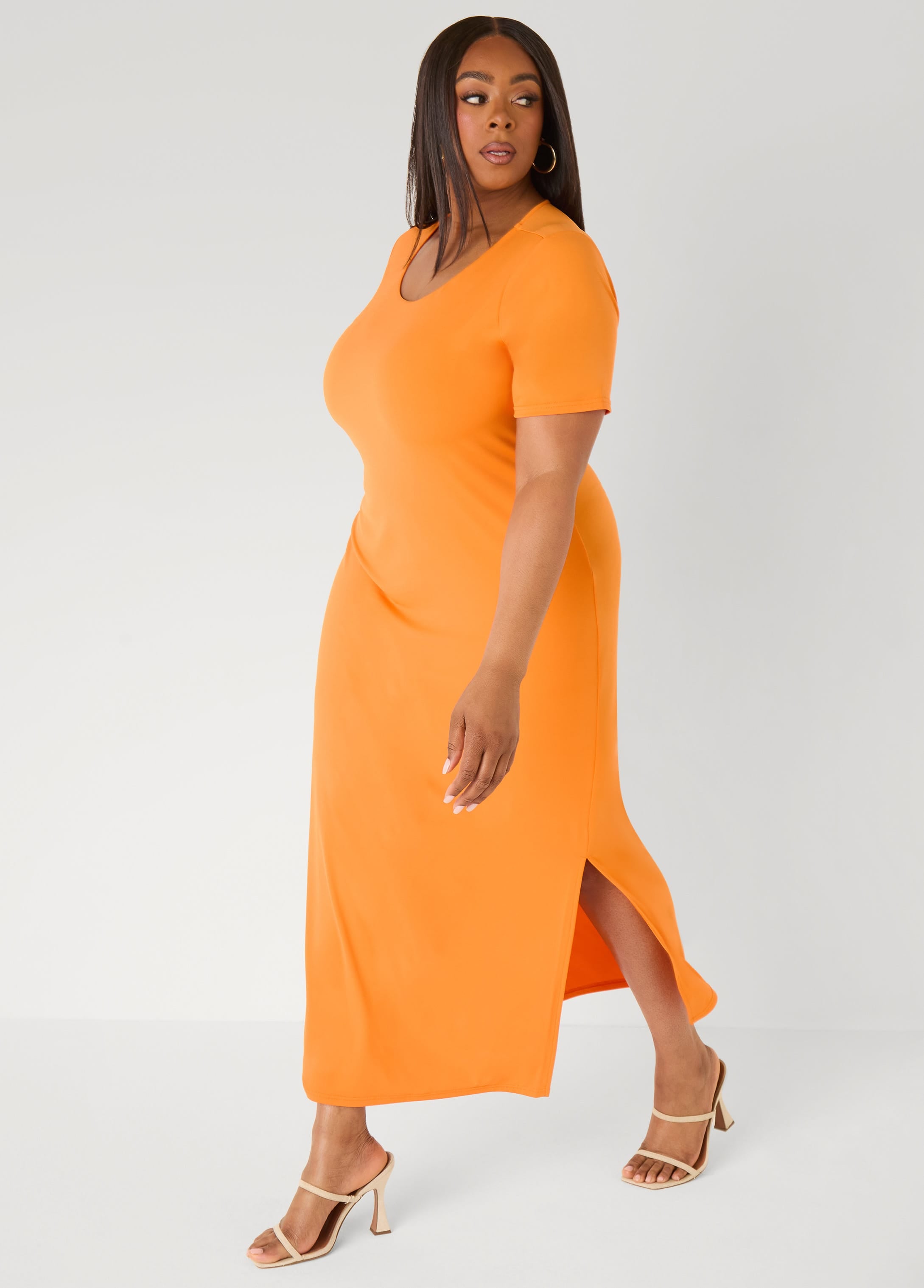 Plus Size Stretch Knit Maxi T Shirt Dress, Caribbean Sea, 18/20