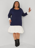 Poplin Paneled Ribbed Bubble Dress