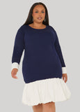 Poplin Paneled Ribbed Bubble Dress