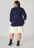 Poplin Paneled Ribbed Bubble Dress