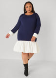 Poplin Paneled Ribbed Bubble Dress