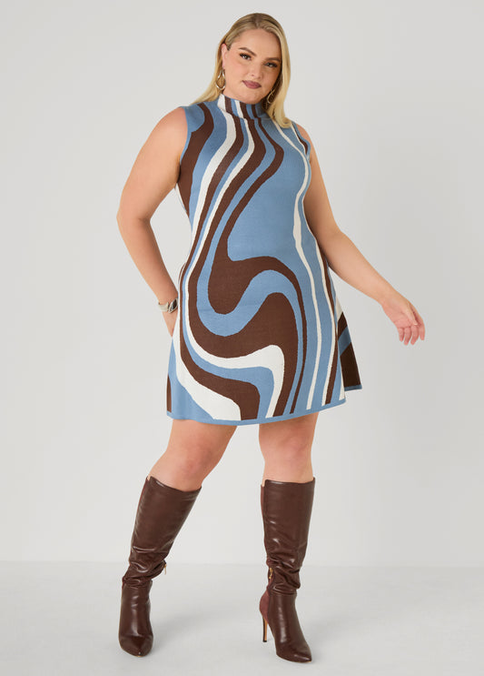 Swirl Intarsia Sweater Dress