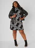 Greek Key Intarsia Sweater Dress