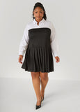 Pleated Poplin Paneled Dress