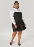 Pleated Poplin Paneled Dress