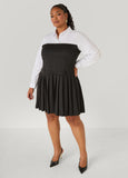 Pleated Poplin Paneled Dress