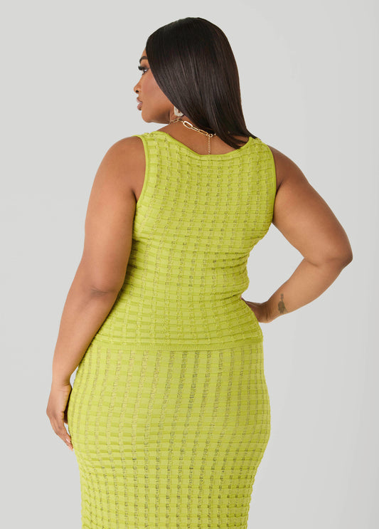 Textured Knit Checked Tank