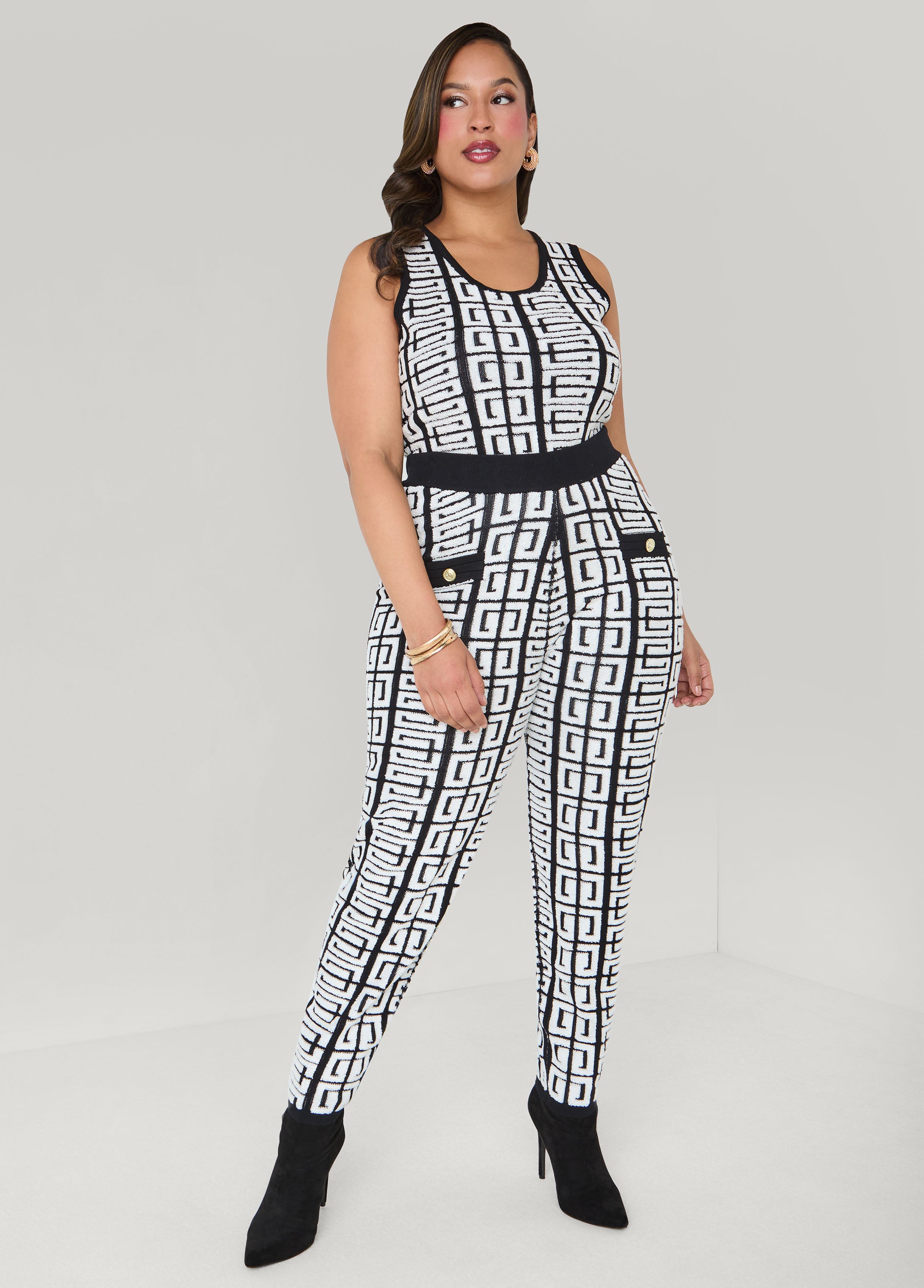 Plus Size Geo Boucle Joggers