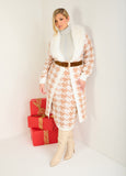 Plus Size Houndstooth Sweater Duster Office Core Three Piece Set