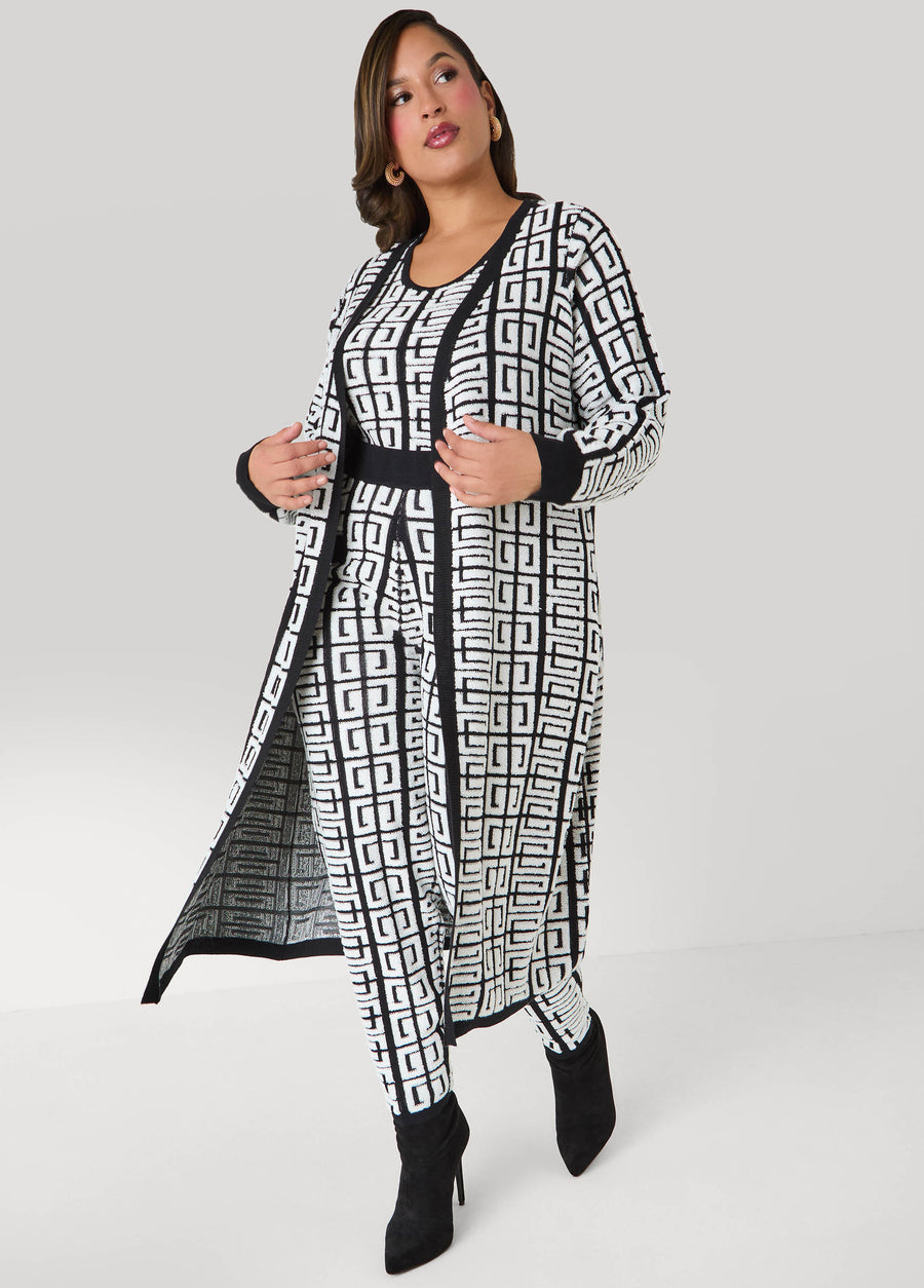 Plus Size Geo Boucle Duster