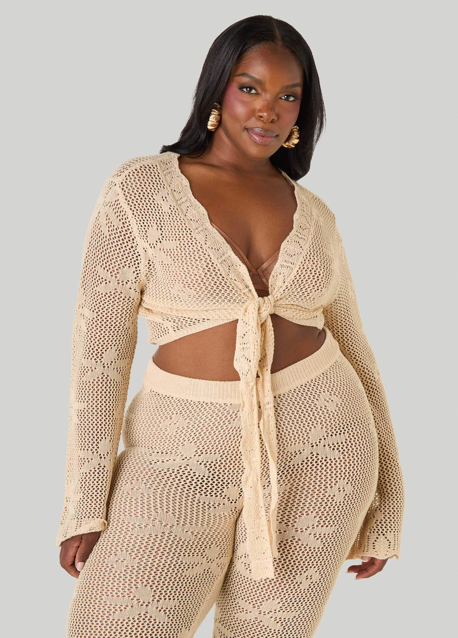 Crochet Tie Front Crop Top