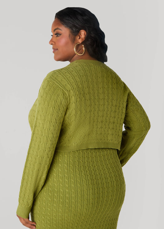 Open Front Cable Knit Bolero