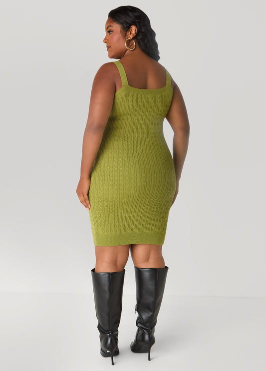 Cable Knit Bodycon Sweater Dress